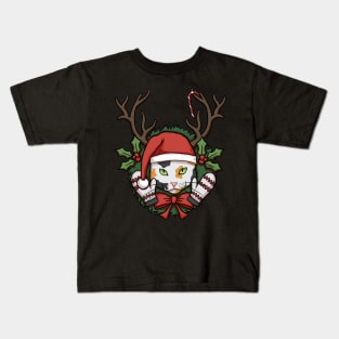 Tricolor Christmas Cat Kids T-Shirt